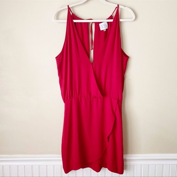 Helena Quinn red wrap dress size M silk poly blend - Picture 2 of 9
